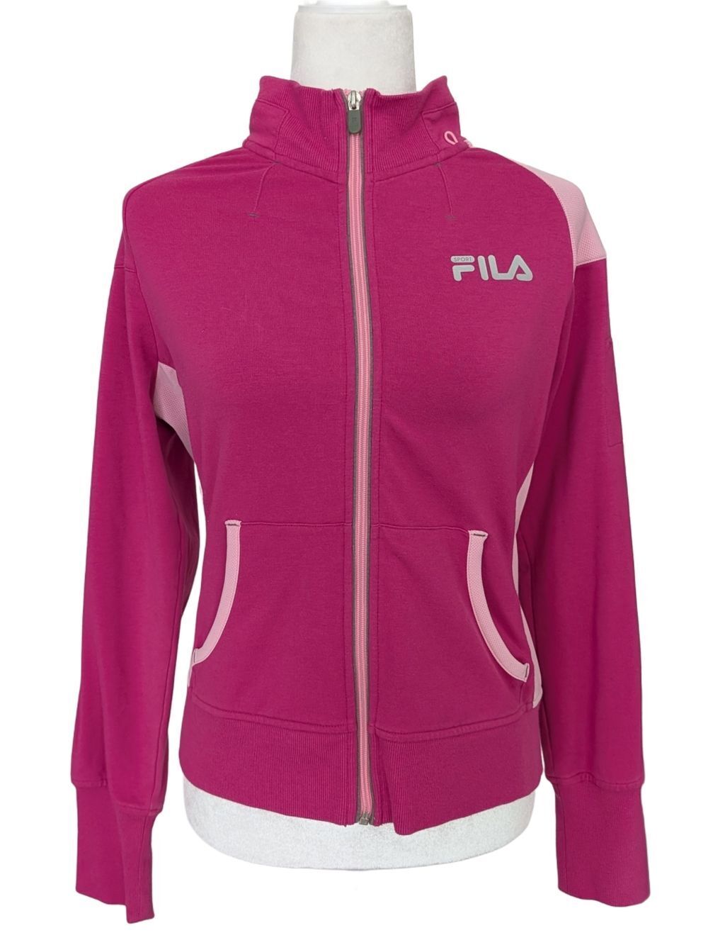 FILA Sport Womens Fuschia Pink Zip Up Track Performance Jacket Size Large